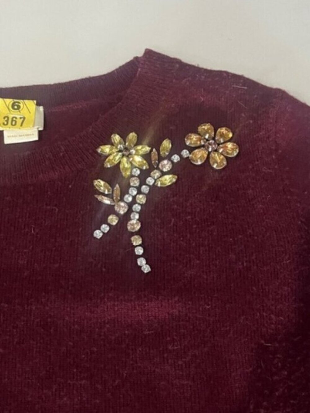Embellished Brooch Sweater in Midnight Wine by Kate Spade As Seen on New Girl - Picture 6 of 8